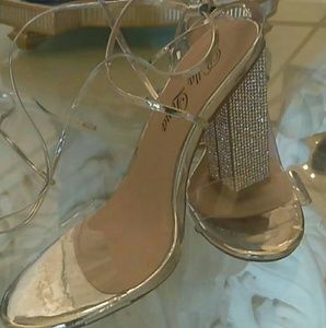 Silver clear heels